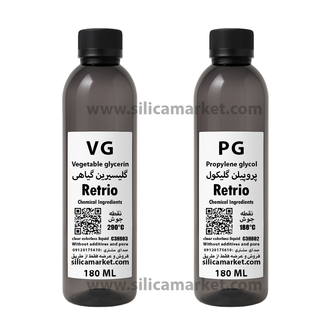 پروپیلن گلیکول و گلیسیرین در بطری 180 میلی لیتری برای ساخت ماده جویس و ویپ